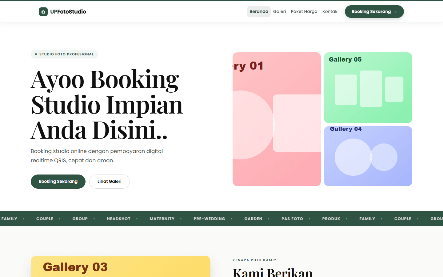 UPFotoStudio — Photo Studio Booking System